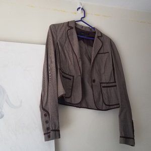 Brown plaid check cropped blazer - BCBGMAXAZRIA